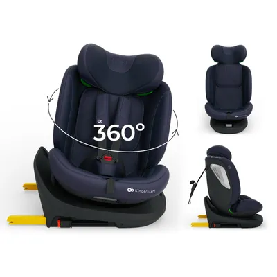 Zdjęcie produktu dla Fotelik samochodowy Kinderkraft I-GROW 2 PLUS 0–36 kg, I-SIZE 40–150 cm, obracany o 360 stopni, fotelik samochodowy z mocowaniem Isofix, montaż przodem do kierunku jazdy i tyłem do kierunku jazdy, niebieski