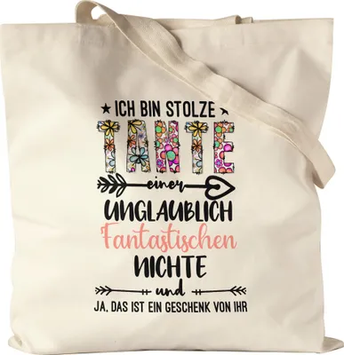 Produktbild von Ich bin stolze Tante Jutebeutel Geschenk Idee Geburtstag Patentante Tante und Nichte
