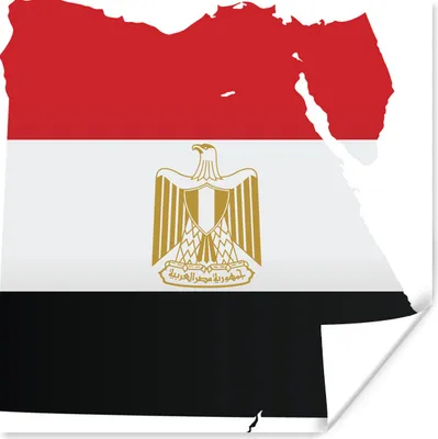Produktbild von MuchoWow® Poster Illustration der Karte von Ägypten mit der ägyptischen Flagge 50x50 cm - Wohnzimmerdekoration