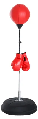 Image de Kit de sac de frappe - Hauteur réglable de 126 à 144 cm - Inclut des gants de boxe - Rouge