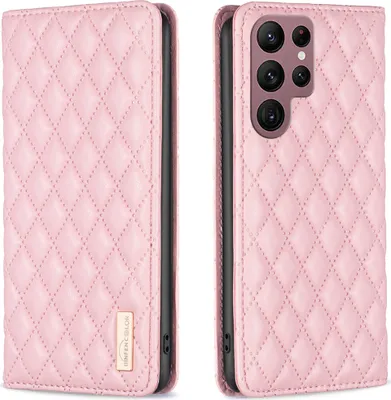 Obrázek produktu pro Galaxy S22 Ultra 5G Pouzdro, Elegantní Flip Kožené Pouzdro s Kapsami na Karty a Stojánkem pro Samsung Galaxy S22 Ultra 5G Růžový