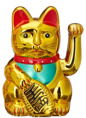 Produktbild von Maneki Neko – Set mit 3 – Kleine Glückskatze – WinkenKatze – 16 cm – Gold – Japanischer Glücksbringer – Geschenk – Chinesische Dekoration