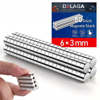 Obrázok produktu pre Silné magnety, 6 x 3 mm, 80 kusov, vhodné na magnetické tabule