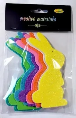 Obrázok produktu pre Zajačikovia z brokátovej peny, 13 cm, 8 ks, zmiešaná sada – Galeria Hobby