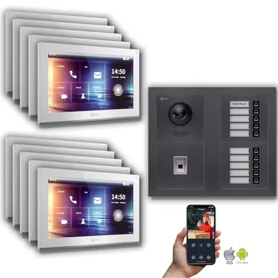 Image de Goliath IP portier vidéo 10-famille Fingerprint Anthracite : 10 pouces blanc : Boîte d'encastrement Couleur du moniteur : 10 pouces blanc Montage : boîte d'encastrement