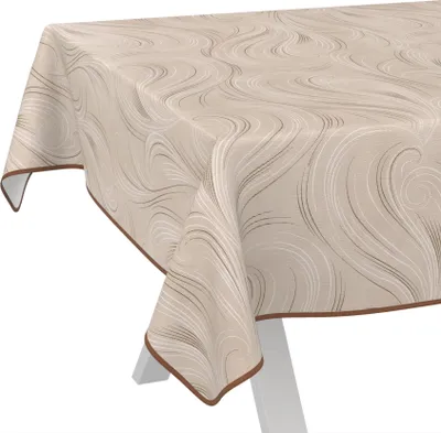 Produktbild von Tischdecke Organisch Abstrakt Beige 160x140cm mit Band-Kante Wachstuch abwaschbar