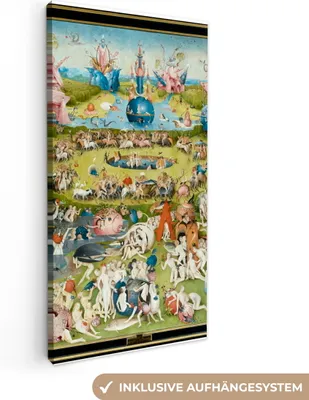 Produktbild von MuchoWow® - Leinwandbilder - Garten der Lüste - Gemälde von Hieronymus Bosch, Wandbild, Wanddeko Bilder Wohnzimmer, 40x80 cm
