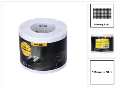 Produktbild von Mirka BASECUT Schleifpapier 115 mm x 50 m P240 Schleifrolle ( 2251100125N ) Universal Schleifpapier