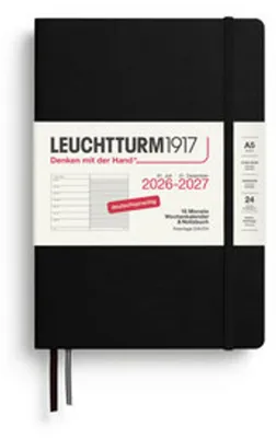 Produktbild von Wochenkalender & Notizbuch Medium (A5), 18 Monate, Schwarz 2027