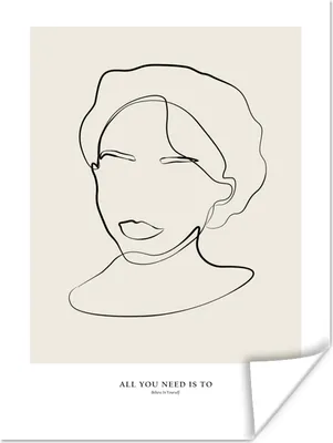 Produktbild von MuchoWow® Poster Text - Zitate - Strichzeichnungen - Frauen 60x80 cm - Schlafzimmer Dekoration