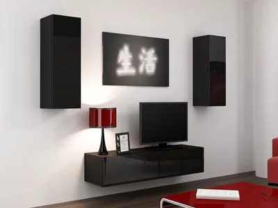 Image de Armoire murale ASHTON 7 – noir / noir brillant