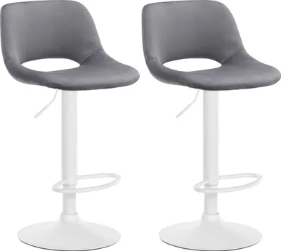 Produktbild von DELUKE® Barhocker 2er Set JAKSON - Dunkelgrau, Samt, Weiß | Barhocker mit Lehne Barstuhl Tresenhocker Tresenstuhl Kneipenhocker Kneipenstuhl