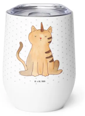 Produktbild von Mr. & Mrs. Panda Thermo Becher Einhorn Katze - Weiß - Geschenk, Thermobecher, Unicorn, Mieze, Glitzer, glühweinbecher, Regenbogen, Reisebecher, thermosbecher