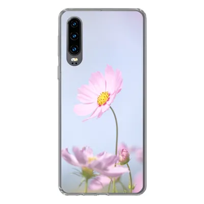 Produktbild von MuchoWow® Handyhülle Schutzhülle Hülle für Huawei P30 Blumen - Rosa - Draußen - Natur Silikon Softcase Handy Hülle - Kartenbesitzer