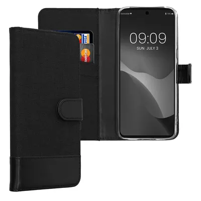 Produktbild von kwmobile Wallet Case kompatibel mit Google Pixel 8 Pro - Hülle mit Ständer - Handyhülle Kartenfächer Schwarz Anthrazit