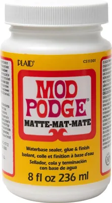 Produktbild von Mod Podge Matt 236ml, 3-in-1 Kleber, Versiegelung & Lack, Wasserbasis, ungiftig, für Decoupage, Holz, Glas, Papier, Textilien uvm.