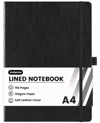 Image de Cahier A4 à couverture rigide, format 21,21 x 29,08 cm, 144 pages, papier de qualité supérieure, couleur noire