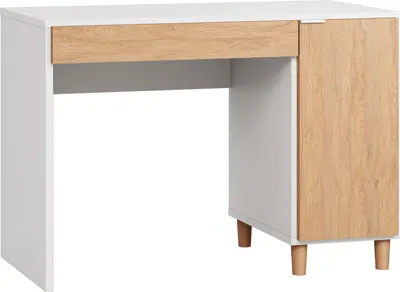 Produktbild von Schreibtisch Arbolita 27, Farbe: Weiß / Eiche - Abmessungen: 78 x 110 x 57 cm (H x B x T)
