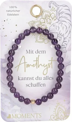 Produktbild von Moments Premium Amethyst Armband in perlmutweiss, 100% Natürlicher Edelstein, der Amethyst schenkt dir Schaffenskraft- Schmuck