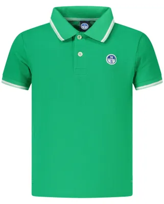 Immagine prodotto di Polo verde a maniche corte per bambini con logo e dettagli a contrasto