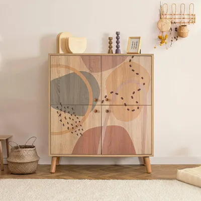 Immagine prodotto di Dmora Credenza Agyemang 36x95x111h cm Multicolore, Apertura Battente 4 Ante