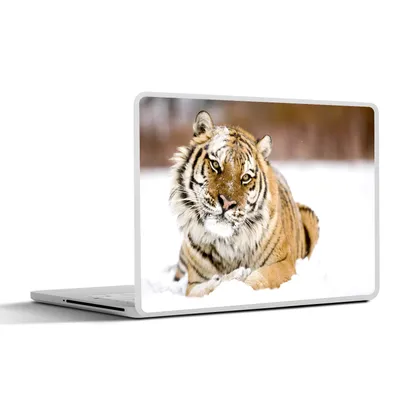 Produktbild von MuchoWow® Laptop Aufkleber Sticker Cover Tiger - Schnee - Weiß 32.5x23.5 cm - Sticker für Laptop - Selbstklebend