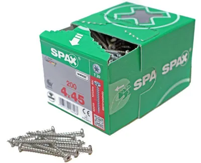 Obrázek produktu pro SPAX 0201010400453, Šroub, Kov, Zinek, Dřevo, Plochá hlava, Torx, Metalická
