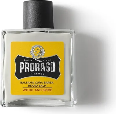 A bottle of Proraso Wood and Spice Beard Balm.