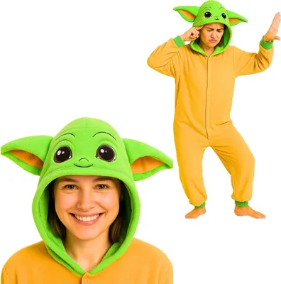 Produktbild von Onesie Kigurumi Pyjama Kostüm für Erwachsene Baby Yoda XL: 175-185cm