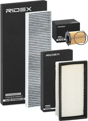 Produktbild von RIDEX Filterset Inspektionspaket Filtersatz für AUDI A4 Avant (8K5, B8) für MINI Schrägheck (R56) für SMART FORTWO Coupe (451) für OPEL Crossland X