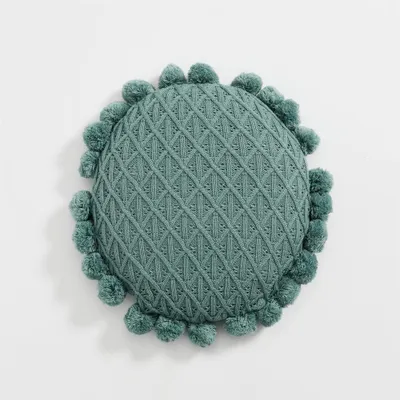 Productafbeelding van Pluizig Rond Kussen met Pompom voor Sofa en Bed