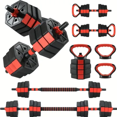 Image de Haltères réglables - Ensemble de haltères - Haltères - Kettlebell - Support pour pompes - Poids réglables de 1,8 à 19,96 kg