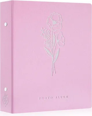 Image de Album photo 10x15 en lin à pochettes pour photos au format vertical rose
