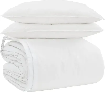 Produktbild von vidaXL Bettdecken Set mit Kissen 3 pcs Weiß Daunenfeder