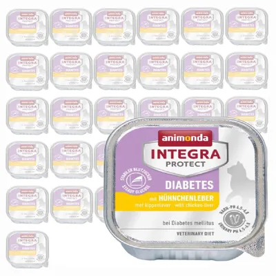 Produktbild von Animonda Integra Protect Diabetes 32x100g Nassfutter mit Hühnerleber Für Katzen mit Diabetes