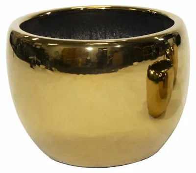Produktbild von Mega Collections Blumentopf Emperor - rund - gold - D37 x 30 cm