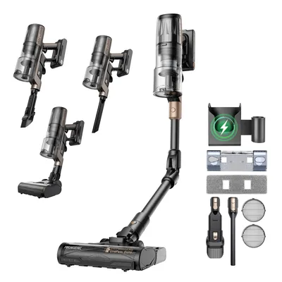A collection of Proscenic P020 cordless vacuum cleaner components and accessories, displayed against a white background.
