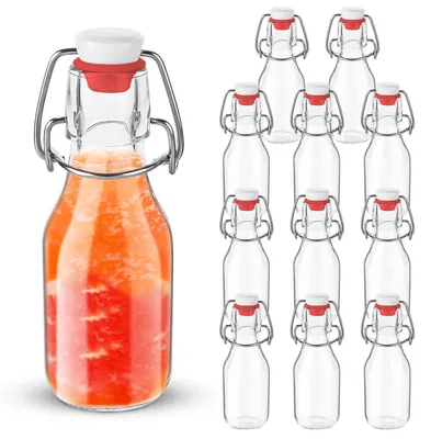 Obrázok produktu pre Sada 12 malých sklenených fliaš s uzáverom, určených na olej a nápoje