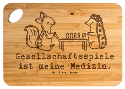 Produktbild von Mr. & Mrs. Panda Holzbrett Eichhörnchen Gesellschaftsspiele - Transparent - Geschenk, Hackbrett, Brett, Küchenbrett, holzschneidebrett, Frühstücksbrett, Spielen