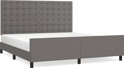 Image de vidaXL Sommier avec tête de lit Gris 160x200 cm Similicuir