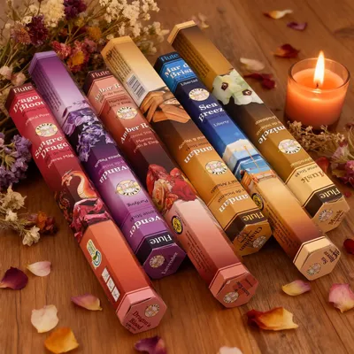 Räucherstäbchen-Set, 120 Stück, 6 Dosen, 6 Düfte, 25 cm