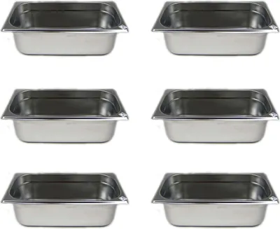 Produktbild von AcMax 6 Stück GN 1/3 Gastronormbehälter GN-Behälter Edelstahl 4 Liter Tiefe 100mm