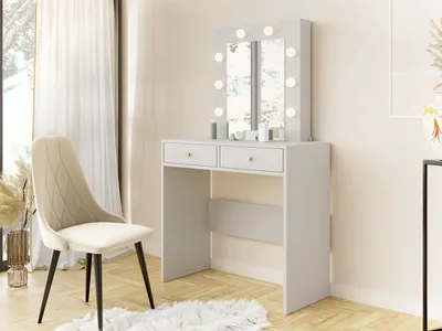 Immagine prodotto di Tavolino da toilette con specchio IDALOU - cashmere + illuminazione a LED GRATIS