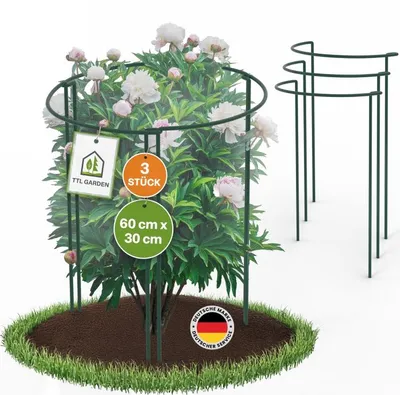 Produktbild von TTL GARDEN Strauchstützen 3er Set 60x30cm Pflanzenstütze Stahl grün rostfrei