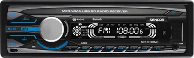 Obrázek produktu pro SENCOR SCT 5017BMR Autorádio, Výkon 4x40 W, Bluetooth, přehrávač MP3/WMA, vstup USB/SD/MMC/AUX, výstup RCA linkový, FM tuner s RDS, ekvalizér, oddělitelný čelní panel, DO