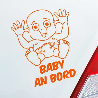 Produktbild von Auto Aufkleber Baby an Bord on Tour 23x28 cm Orange Sticker Heckscheibenaufkleber