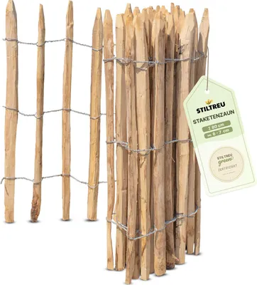 Produktbild von Französischer Premium Staketenzaun Kastanie - Länge 5 Meter, Höhe 80 cm, Lattenabstand 6-7 cm