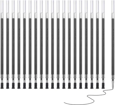 Productafbeelding van Gel pen vullingen 0,5 mm fijne punt - Set van 20 - 20 pack sneldrogende gladde zwarte gel ink pen - 5,1 inch