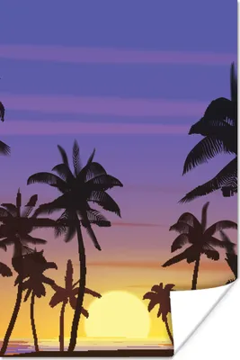 Produktbild von MuchoWow® Poster Sonne - Palme - Meer 120x180 cm - Kunstposter