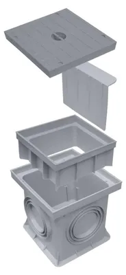 Produktbild von Marley Einlaufschacht mit Aufsatz, Geruchsverschluss + Deckel 200x200mm Revisionsschacht